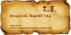 Krajcsik Boglárka névjegykártya